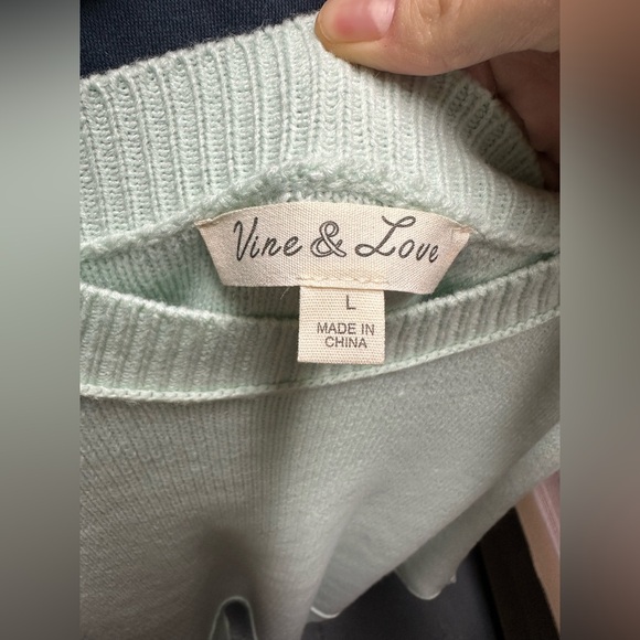 Vine & Love Light Green Poncho Sweater - Picture 2 of 3